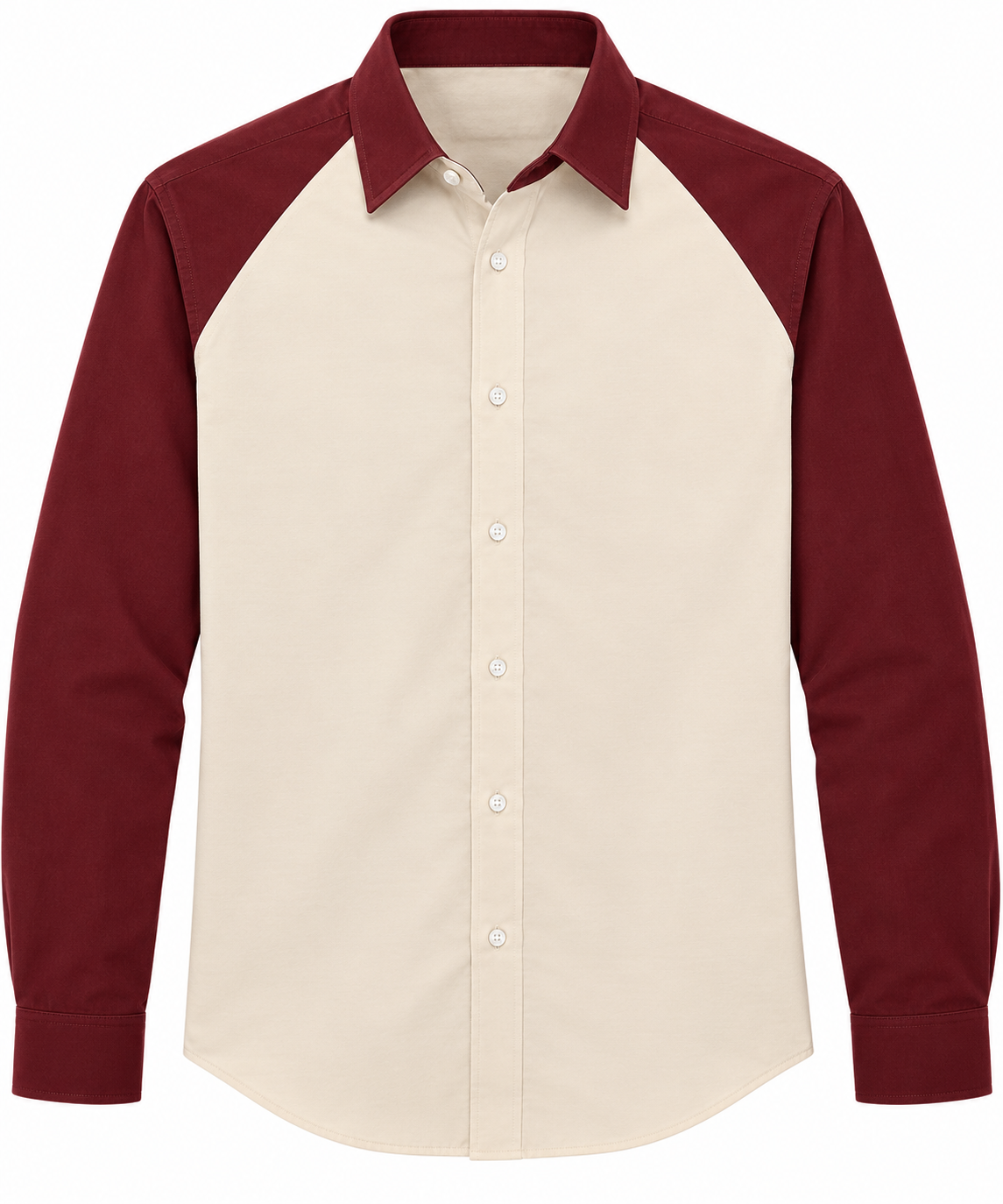 Camisa de vestir raglán en burdeos y marfil