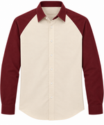 Camisa de vestir raglán en burdeos y marfil